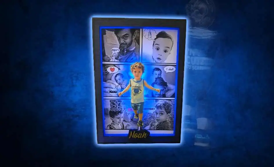 Un cadre lumineux personnalisable sur mon fils